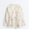 Koszula w stylu kimono z mieszanki lnu i lyocellu w kratę Koszula w stylu kimono z mieszanki lnu i lyocellu w kratę