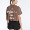 Krótki T-shirt z napisem z mieszanki bawełny o prostym kroju