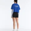 Krótki T-shirt z napisem z mieszanki bawełny o prostym kroju