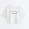 Krótki T-shirt z napisem z mieszanki bawełny o prostym kroju