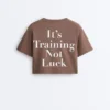 Krótki T-shirt z napisem z mieszanki bawełny o prostym kroju