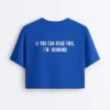 Krótki T-shirt z napisem z mieszanki bawełny o prostym kroju
