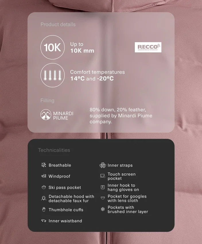 Kurtka narciarska Minardi Piume, wodoodporna, 80% puchu i 20% piór Kurtka narciarska Minardi Piume, wodoodporna, 80% puchu i 20% piór