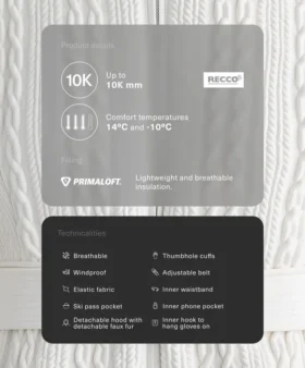 Kurtka narciarska Primaloft® o bardzo wąskim kroju, wodoodporna Kurtka narciarska Primaloft® o bardzo wąskim kroju, wodoodporna