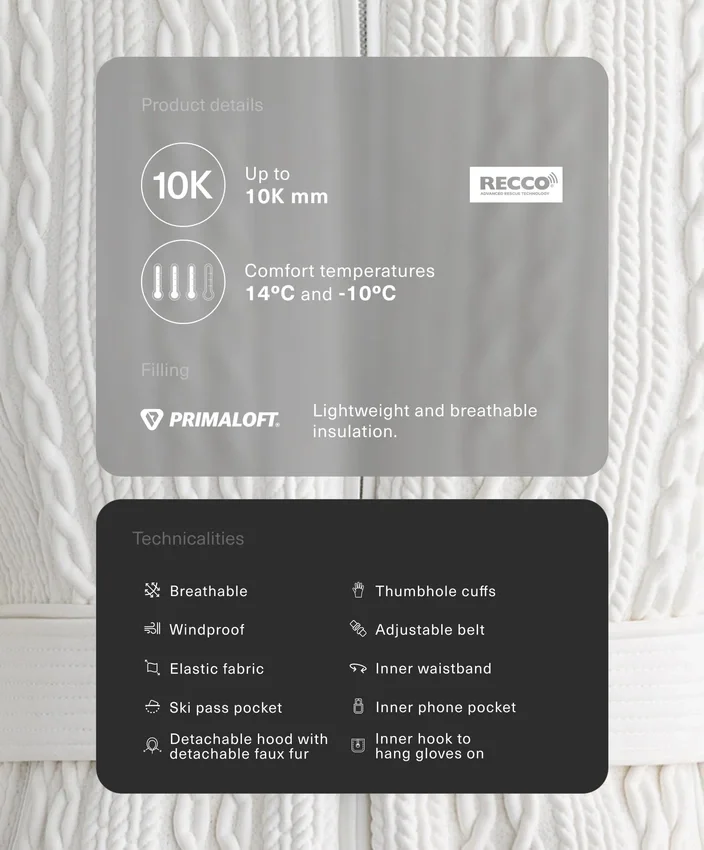 Kurtka narciarska Primaloft® o bardzo wąskim kroju, wodoodporna Kurtka narciarska Primaloft® o bardzo wąskim kroju, wodoodporna