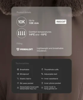 Kurtka narciarska Primaloft® o super wąskim kroju, wodoodporna Kurtka narciarska Primaloft® o super wąskim kroju, wodoodporna