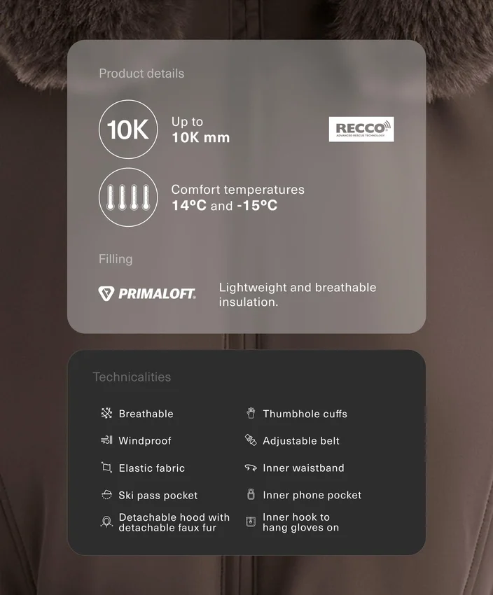 Kurtka narciarska Primaloft® o super wąskim kroju, wodoodporna Kurtka narciarska Primaloft® o super wąskim kroju, wodoodporna