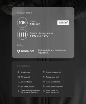 Kurtka narciarska Primaloft® o super wąskim kroju, wodoodporna Kurtka narciarska Primaloft® o super wąskim kroju, wodoodporna