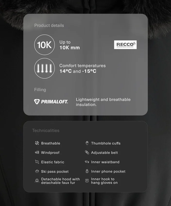 Kurtka narciarska Primaloft® o super wąskim kroju, wodoodporna Kurtka narciarska Primaloft® o super wąskim kroju, wodoodporna