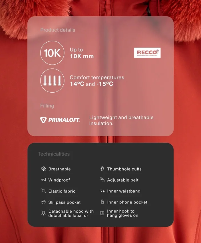 Kurtka narciarska Primaloft® o super wąskim kroju, wodoodporna Kurtka narciarska Primaloft® o super wąskim kroju, wodoodporna
