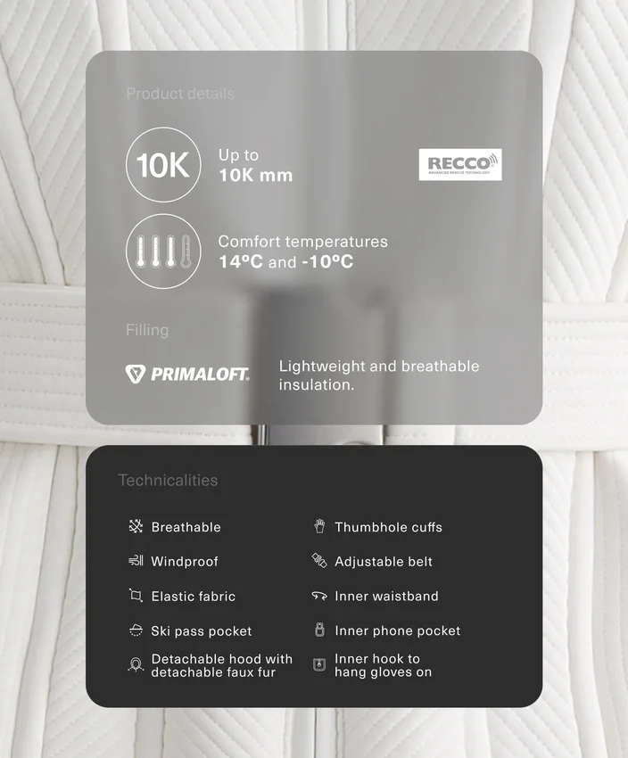 Kurtka narciarska Primaloft® wodoodporna o bardzo dopasowanym kroju Kurtka narciarska Primaloft® wodoodporna o bardzo dopasowanym kroju