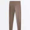 Legginsy Comfortlux z wysokim stanem i wykończeniem typu hemstitch, sięgające do kostek