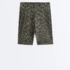 Legginsy rowerowe Evermove z wysokim stanem 20 cm w panterkę