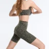 Legginsy rowerowe Evermove z wysokim stanem 20 cm w panterkę