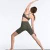 Legginsy rowerowe Evermove z wysokim stanem 20 cm w panterkę