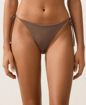 Majtki bikini o średnim stopniu zakrycia z wiązaniem i drobnym nadrukiem w kropki