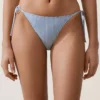 Majtki bikini o średnim stopniu zakrycia z wiązaniem, z teksturowanego materiału w paski