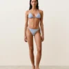 Majtki bikini o średnim stopniu zakrycia z wiązaniem, z teksturowanego materiału w paski