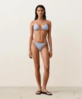 Majtki bikini o średnim stopniu zakrycia z wiązaniem, z teksturowanego materiału w paski