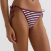 Majtki bikini o średnim stopniu zakrycia z wiązaniem, z teksturowanego materiału w paski
