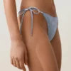 Majtki bikini o średnim stopniu zakrycia z wiązaniem, z teksturowanego materiału w paski