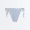 Majtki bikini o średnim stopniu zakrycia z wiązaniem, z teksturowanego materiału w paski