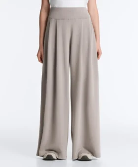 Miękkie w dotyku spodnie z modalu z szerokimi nogawkami i detalem w stylu gorsetu Miękkie w dotyku spodnie z modalu z szerokimi nogawkami i detalem w stylu gorsetu