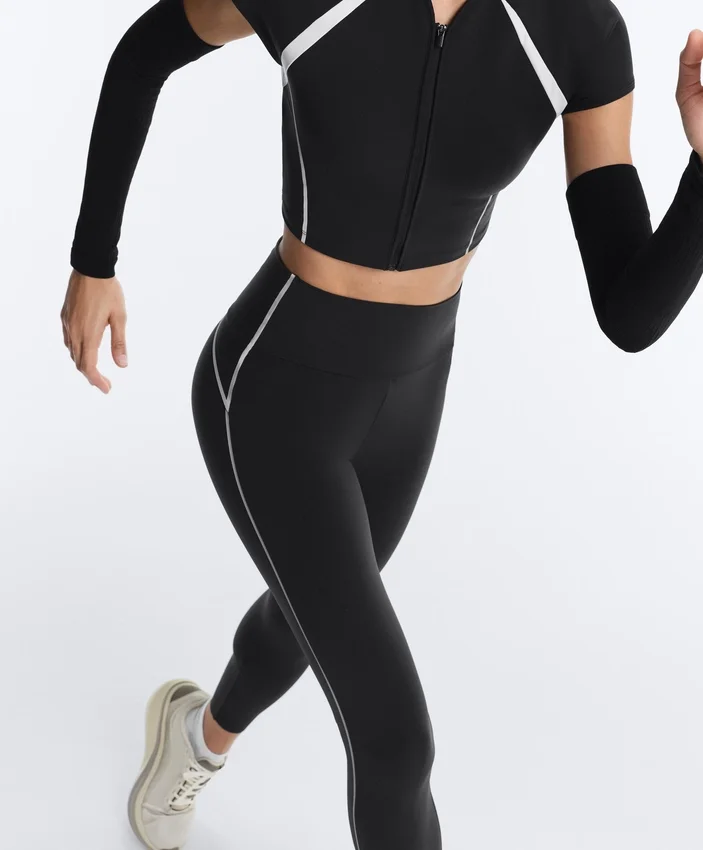 Odblaskowe legginsy do kostek z wysokim stanem i Compressive Core Control Odblaskowe legginsy do kostek z wysokim stanem i Compressive Core Control