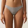 Pasiaste majtki bikini o średnim stopniu zakrycia z wycięciem w kształcie litery U