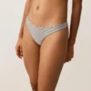 Pasiaste majtki bikini o średnim stopniu zakrycia z wycięciem w kształcie litery U