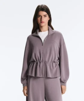 Soft Touch Modal Jacket with Adjustable Waist and High Collar