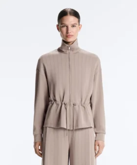 Soft Touch Modal Jacket with Adjustable Waist and High Collar