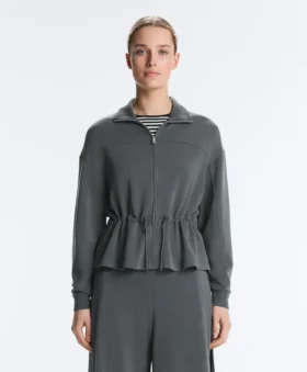 Soft Touch Modal Jacket with Adjustable Waist and High Collar