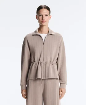Soft Touch Modal Jacket with Adjustable Waist and High Collar
