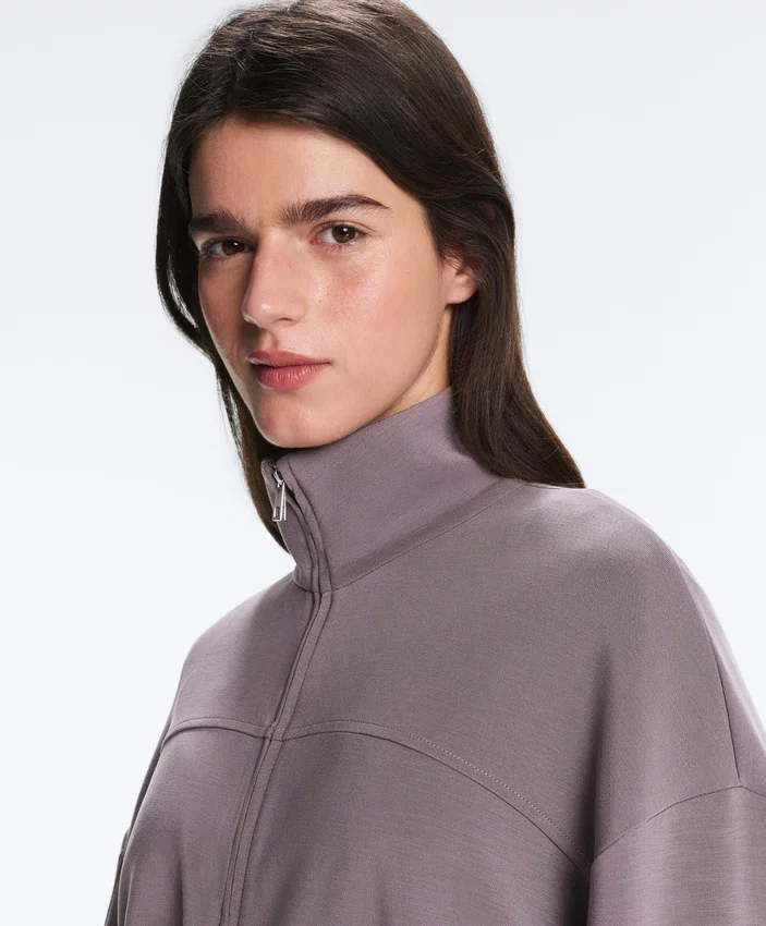 Soft Touch Modal Jacket with Adjustable Waist and High Collar Soft Touch Modal Jacket with Adjustable Waist and High Collar