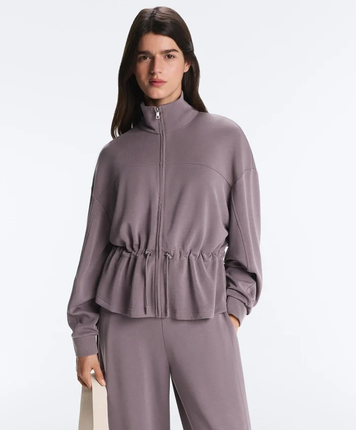 Soft Touch Modal Jacket with Adjustable Waist and High Collar Soft Touch Modal Jacket with Adjustable Waist and High Collar