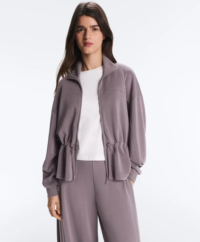 Soft Touch Modal Jacket with Adjustable Waist and High Collar Soft Touch Modal Jacket with Adjustable Waist and High Collar
