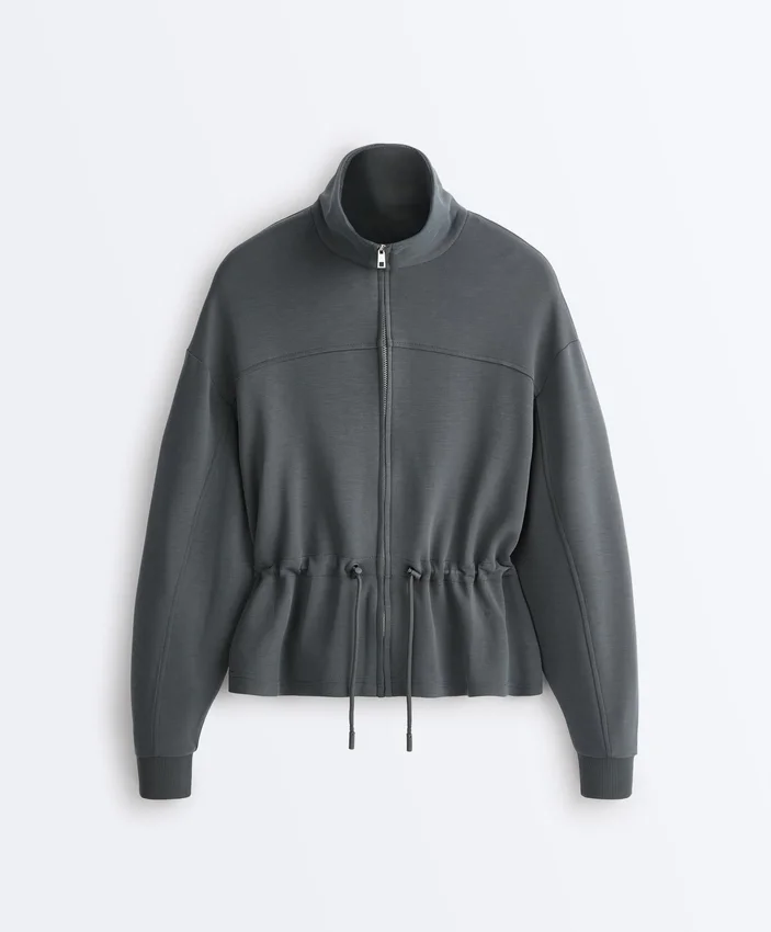 Soft Touch Modal Jacket with Adjustable Waist and High Collar Soft Touch Modal Jacket with Adjustable Waist and High Collar