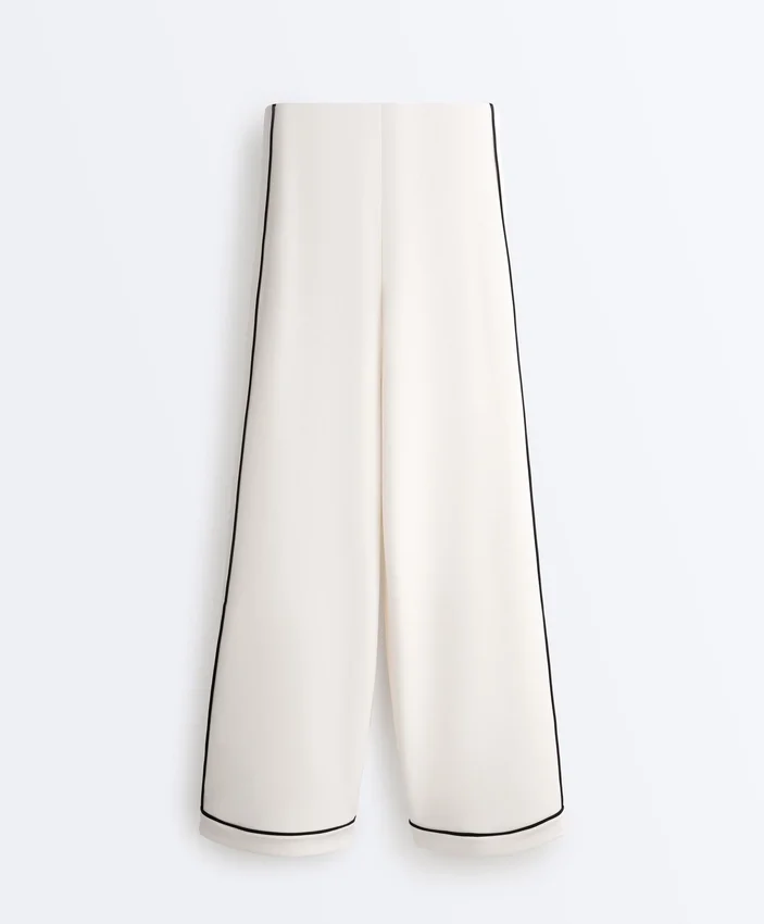 Soft Touch Modal Wide-Leg Spodnie z kontrastową lamówką Soft Touch Modal Wide-Leg Spodnie z kontrastową lamówką