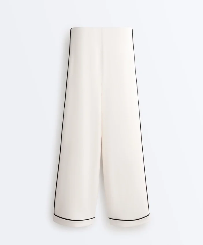 Soft Touch Modal Wide-Leg Spodnie z kontrastową lamówką Soft Touch Modal Wide-Leg Spodnie z kontrastową lamówką