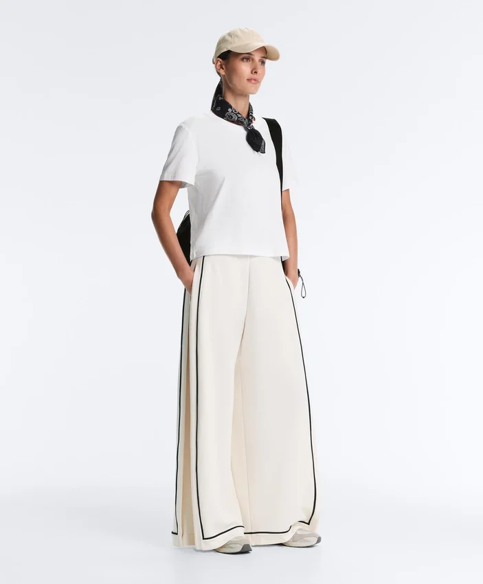 Soft Touch Modal Wide-Leg Spodnie z kontrastową lamówką Soft Touch Modal Wide-Leg Spodnie z kontrastową lamówką