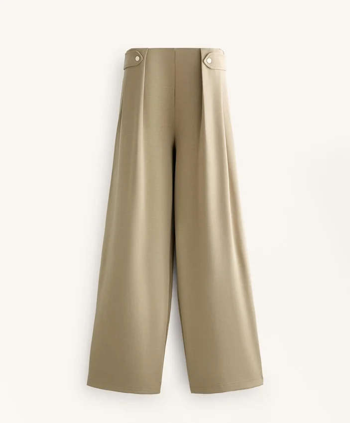Soft Touch Modal Wide-Leg Spodnie z plisami w pasie Soft Touch Modal Wide-Leg Spodnie z plisami w pasie