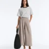 Soft Touch Wide-Leg Crop Spodnie z plisami i modalem Soft Touch Wide-Leg Crop Spodnie z plisami i modalem