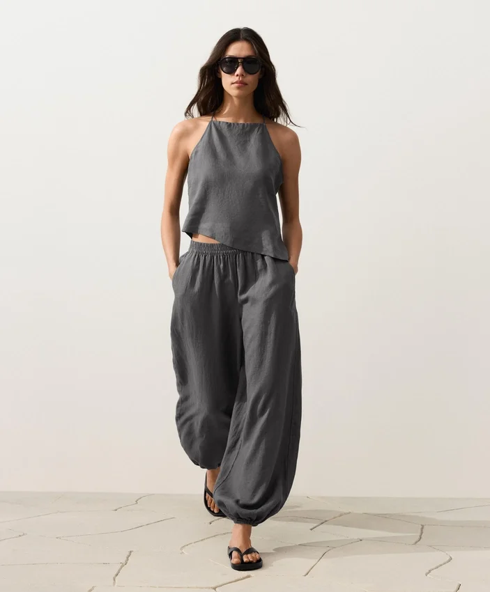 Spodnie bloomer w 100% z lnu Spodnie bloomer w 100% z lnu