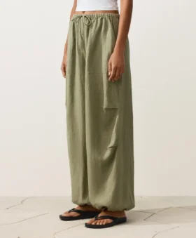 Spodnie typu bloomer cargo w 100% z lnu
