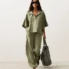 Spodnie typu bloomer cargo w 100% z lnu Spodnie typu bloomer cargo w 100% z lnu