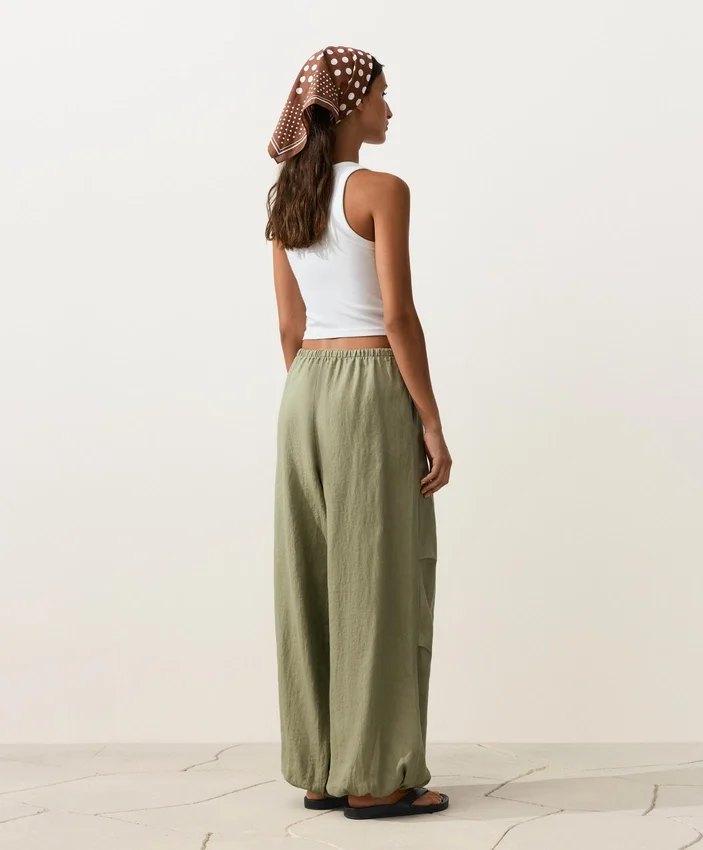 Spodnie typu bloomer cargo w 100% z lnu Spodnie typu bloomer cargo w 100% z lnu