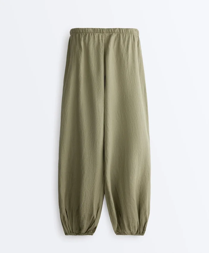 Spodnie typu bloomer cargo w 100% z lnu Spodnie typu bloomer cargo w 100% z lnu