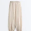 Spodnie typu bloomer w paski, w 100% z lnu Spodnie typu bloomer w paski, w 100% z lnu