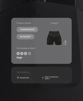 Spodnie typu hot pants z wysokim stanem i kieszenią Compressive o długości 10 cm